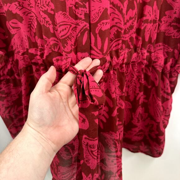 Torrid Red Pink Cap Sleeve Polo Blouse - Picture 4 of 8